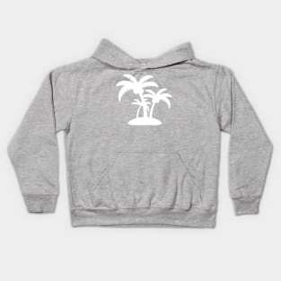 White Coconut Tree Summer Tropic Design on Gray Kids Hoodie